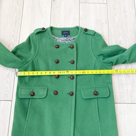 Lands End Pea Coat Kelly Green Wool Cashmere Peacoat Jacket Pockets Size 16P - Picture 10 of 11